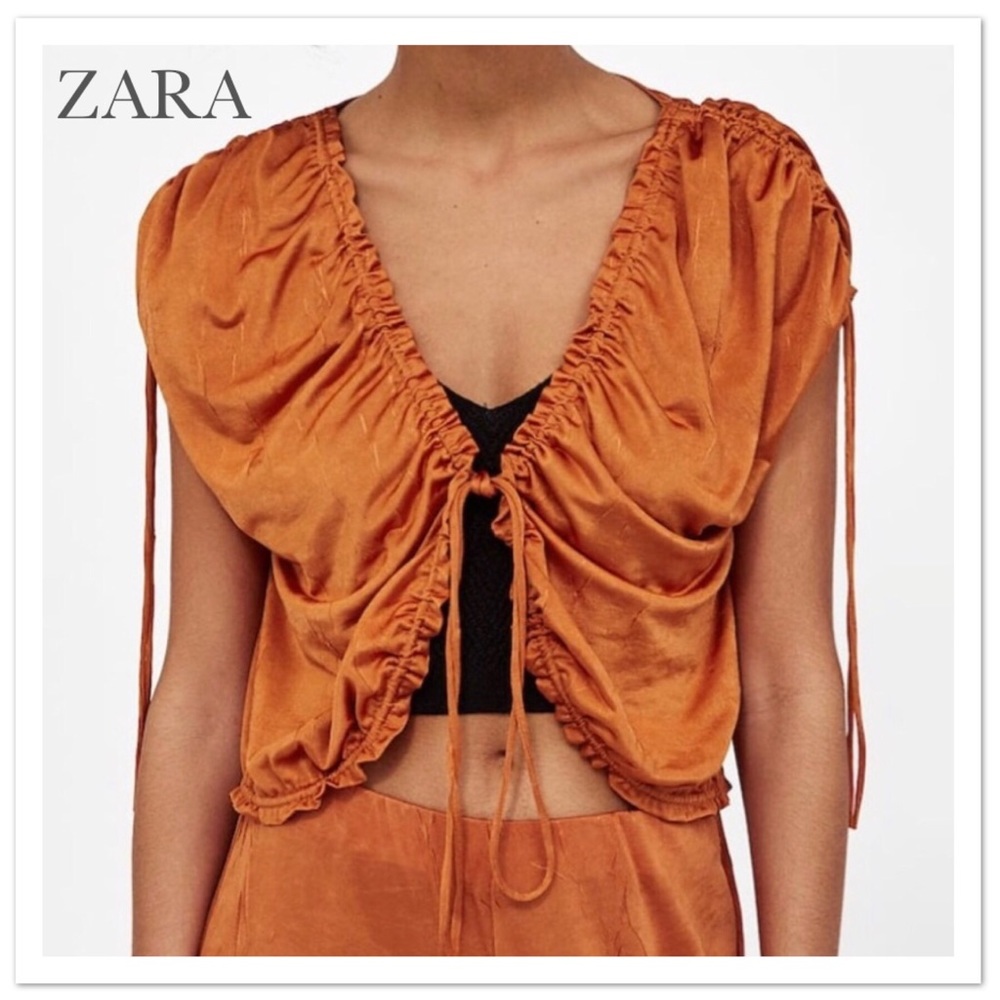 Zara Crease Effect Gathered Top - NWT